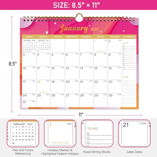 Lbylyhxc 2026-2027 Calendar - Includes July 2026 to December 2027-18 Monthly Wall Calendar 2026 - 2027, 11 x 8.5 Inches.Thick Paper with Julian Dates and Block for New Year and Christmas Presents (Calendar 2026-2027 Geometric) - color: Calendar 2026-2027
