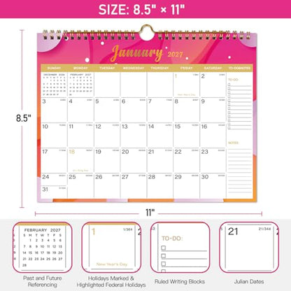 Lbylyhxc 2026-2027 Calendar - Includes July 2026 to December 2027-18 Monthly Wall Calendar 2026 - 2027, 11 x 8.5 Inches.Thick Paper with Julian Dates and Block for New Year and Christmas Presents (Calendar 2026-2027 Geometric) - color: Calendar 2026-2027