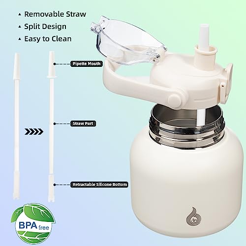 BJPKPK Insulated Water Bottles with Straw, 20 oz Cute Water Bottles with Handle, BPA Free Stainless Steel Metal Jug, Easy Carry Flasks for Men & Women, White - color: 20 ozWhite, size: 20 Ounces