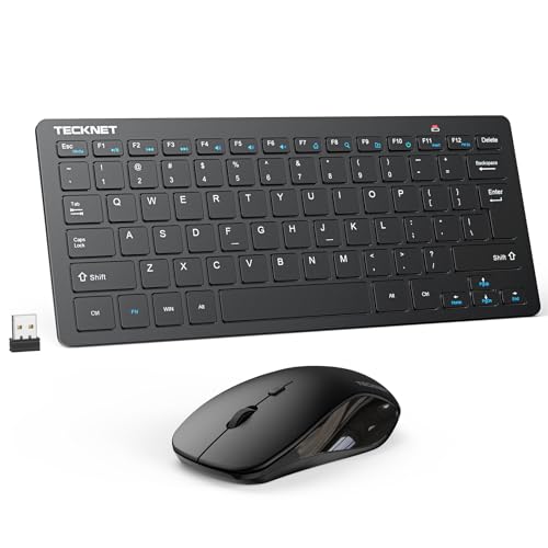 TECKNET Wireless Keyboard and Mouse Combo, 2.4G Mini Cordless Computer Keyboard and Mouse Set, Silent Adjustable 1600 DPI, Quiet Click, Lag-Free for Computer, Laptop, PC, Windows, Mac, Chrome OS - color: Black