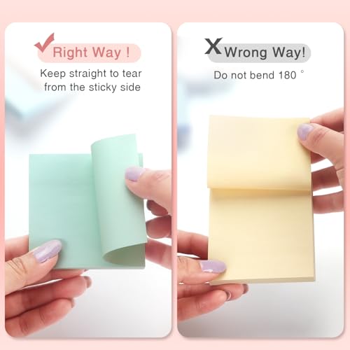 Sticky Notes 3x3 inch, 8 Pads, Pastel Colors Self-Stick Pads, Self-Adhesive Sticky Notes, 8 Pads/Pack, 80 Sheets/Pad, Total 640 Sheets - color: 8 Pads 3x3 in Pastel Colors Sticky Notes