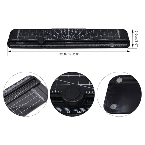 2PCS Paper Cutter Slider, 12 Inch Portable Paper Trimmer, Straight Cutting Guillotine, Cardboard Cutter for Paper Photo Vinyl Label Coupon Craft Paper(Black) - color: Black