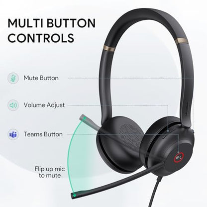 Yealink USB Wired Mono Headset,UH37 Computer Headset with Noise Cancelling Microphone,USB-A/C Call Center Headset for Teams,Zoom,Computer PC Laptop - color: Black,Mono, style: Teams Certified