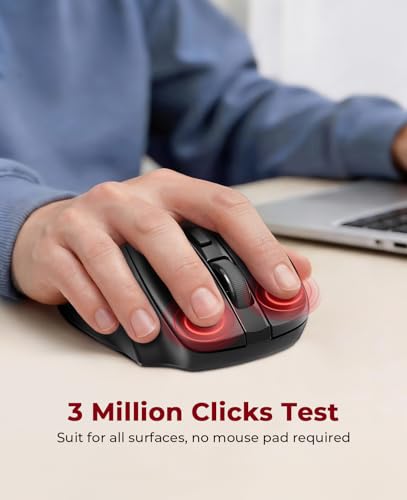 Redragon Wireless Mouse BT5.0/3.0 & 2.4G, 6 Buttons, 5 Level 4000DPI Bluetooth Mouse, 18 Months Battery, Portable Optical Computer Mice for Laptop, PC, Chromebook, Windows, Mac-Black - color: Black