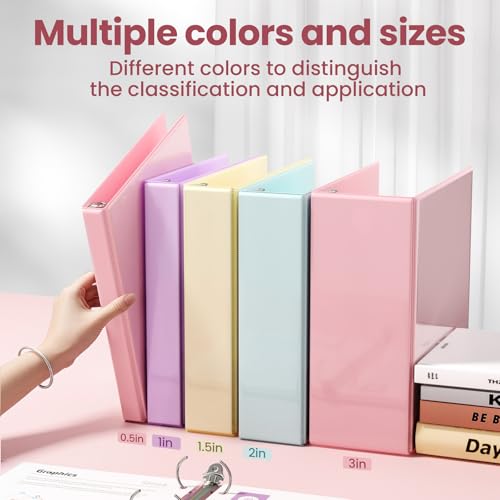 SUNEE 3 Ring Binder, 1 Inch D Ring, Clear View PVC-Free (Fit 8.5x11 Inches), Pink, 1 Pack - color: Pink, size: 1 Inch, style: 1 Pack