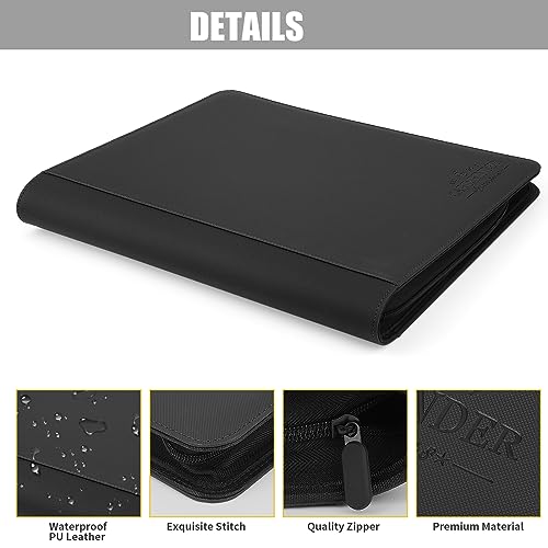 Toploader Binder,Toploader Hard Cases, 9-Pocket Pages Sleeves Hold up 288 Cards.Toploader Card Binder with Sleeves for “3×4” rigid，Card Holder(black) - color: black, size: 9 Pocket 288 Toploader