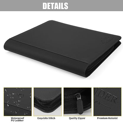 Toploader Binder,Toploader Hard Cases, 9-Pocket Pages Sleeves Hold up 288 Cards.Toploader Card Binder with Sleeves for “3×4” rigid，Card Holder(black) - color: black, size: 9 Pocket 288 Toploader