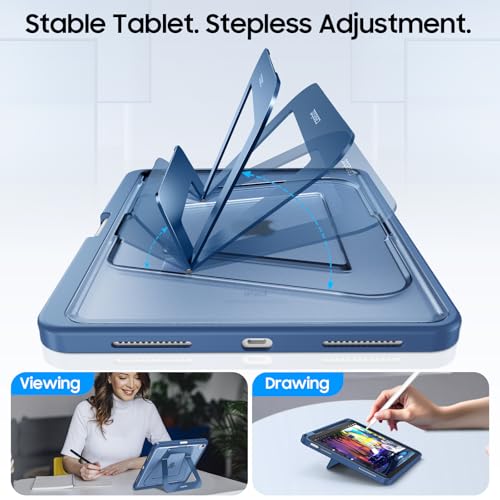 Fintie Shockproof Case for iPad (A16) 11th Generation 11 Inch (2025), iPad 10th Generation 10.9 Inch (2022) - [Built-in Pencil Holder] Slim Frosted Hard Cover with Multi-Angle Kickstand, Navy Blue - color: Navy Blue