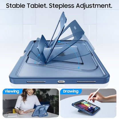 Fintie Shockproof Case for iPad (A16) 11th Generation 11 Inch (2025), iPad 10th Generation 10.9 Inch (2022) - [Built-in Pencil Holder] Slim Frosted Hard Cover with Multi-Angle Kickstand, Navy Blue - color: Navy Blue