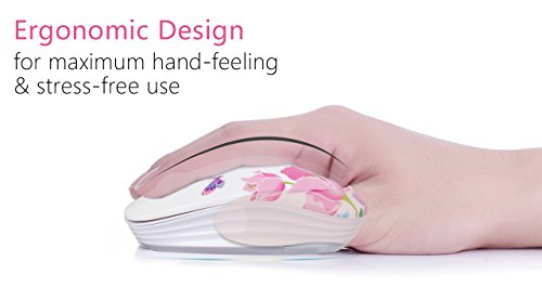 JUHOO Wireless Mouse with Nano Receiver for PC, Laptop, Notebook, Computer, MacBook, Less Noise, Portable Mobile Optical Mice - style: butterfly