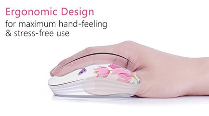 JUHOO Wireless Mouse with Nano Receiver for PC, Laptop, Notebook, Computer, MacBook, Less Noise, Portable Mobile Optical Mice - style: butterfly