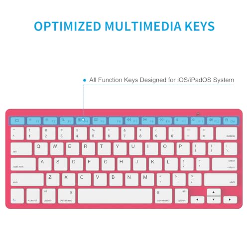 OMOTON Ultra-Slim Bluetooth Keyboard for iPad 11th/10th/9th/8th/7th, iPad Pro/Air/Mini and iPhone Series, Wireless iOS Keyboard with 12 Multimedia Keys for Office, Home, Travel, School,Red - color: Red