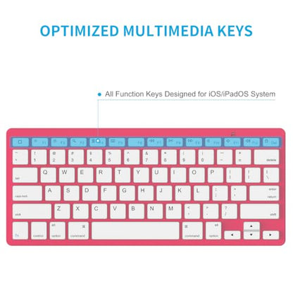 OMOTON Ultra-Slim Bluetooth Keyboard for iPad 11th/10th/9th/8th/7th, iPad Pro/Air/Mini and iPhone Series, Wireless iOS Keyboard with 12 Multimedia Keys for Office, Home, Travel, School,Red - color: Red