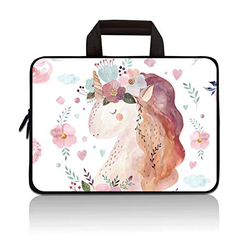11 11.6 12 12.1 12.5 inch Laptop Carrying Bag Chromebook Case Notebook Ultrabook Bag Tablet Neoprene Sleeve (Unicorn & Flower) - color: Unicorn & Flower