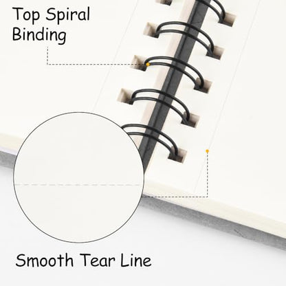 8.3x5.8 Sketch Book, Top Spiral Bound Sketch Pad, 60sheets 92lb/150gsm Nature White Paper, Acid-Free Mixed Media Paper for Painting, Dawing & Art Supplies. N-Grey - color: TopSpiral-NatureWhite-Grey