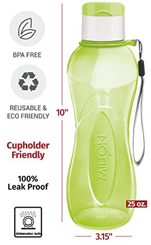 MILTON Sports Water Bottle Kids Reusable Leak-proof 25 oz 56 Set Plastic Wide Mouth Large Big Drink Bottle BPA & Leak Free With Handle Strap Carrier For Cycling Camping Hiking Gym Yoga - color: Bright 56 pack