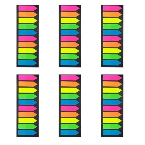 1200-Count Fluorescent Arrow Page Flags, Translucent Index Tabs for Document Marking, 5 Assorted Colors, Sticky Markers for School Office Study