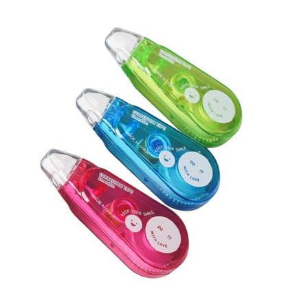 Correction Tape Mini with Cap, (Pack of 3) Compact White-Out Tape Rollers, Rotating Head for Smooth Application, 5mm x 16.4ft Each, Office and Study Supplies
