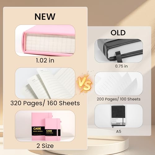 CAGIE Lined Journal Notebook, 320 Pages College Ruled Notebook, 100 Gsm Paper Thick Journal, B5 Hardcover Leather Journals for Writing Women, 7.6x10 In, Pink - color: Pink, style: Lined B5