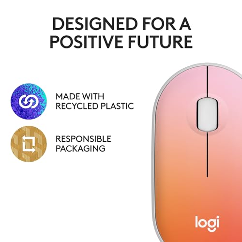 Logitech M340 Wireless Mouse with Limited Edition Prints, USB Receiver and Silent Clicks, Portable Wireless Mouse for Laptop, PC, Windows, Chrome, Surface – Tropical Sunrise - color: Tropical Sunrise