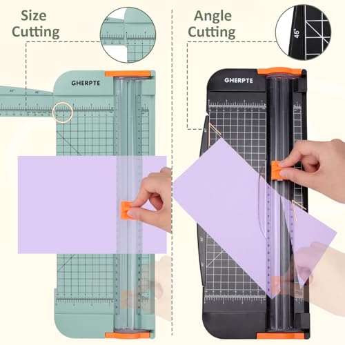 2 Set A4 Paper Cutter 12 Inch Titanium Paper Trimmer Scrapbooking Tool with 2pcs Replacement Blades with Automatic Safety Guard and Side Ruler for Craft Paper,Cardstock,Photo,Coupon, Label - color: Black+morandi(2 Set)