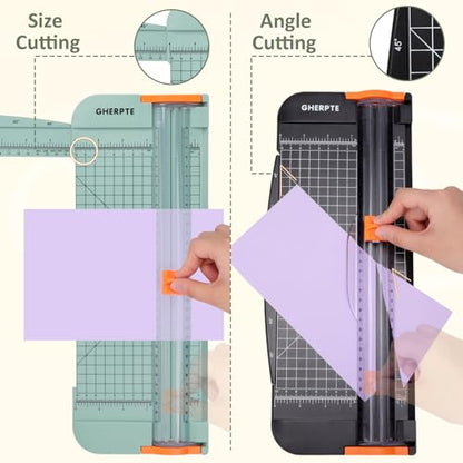 2 Set A4 Paper Cutter 12 Inch Titanium Paper Trimmer Scrapbooking Tool with 2pcs Replacement Blades with Automatic Safety Guard and Side Ruler for Craft Paper,Cardstock,Photo,Coupon, Label - color: Black+morandi(2 Set)
