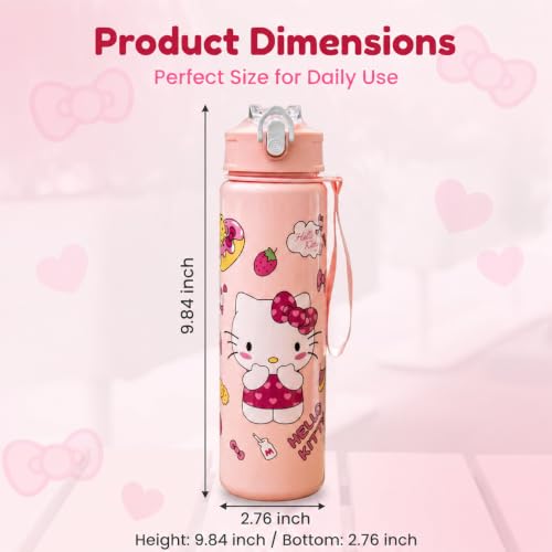 Cartoon Huntrix Water Bottle for Girls, 25oz Leak Proof with Straw Lid, Gifts for Girls (Kitty) - color: Kitty
