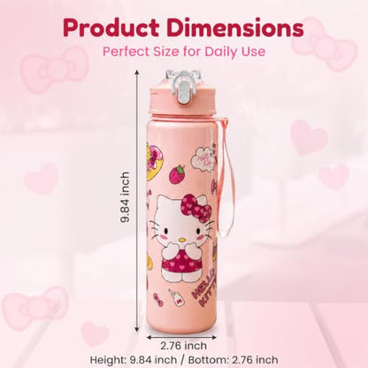 Cartoon Huntrix Water Bottle for Girls, 25oz Leak Proof with Straw Lid, Gifts for Girls (Kitty) - color: Kitty
