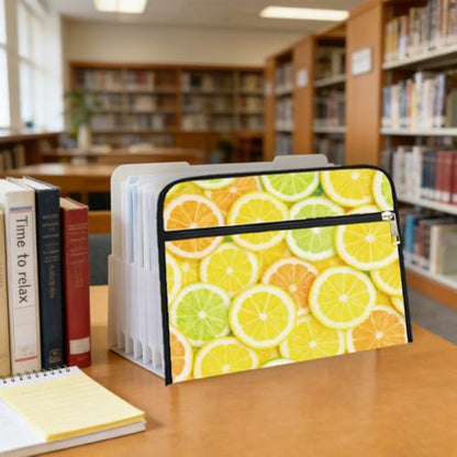 WEBEEDY 13 Pockets Expanding File Folder with Sticky Labels and Zipper, Lemon Theme Portable Accordion File Organizer Paperwork Folder for Documents A4 Paper Receipt Travel Office, Back to School