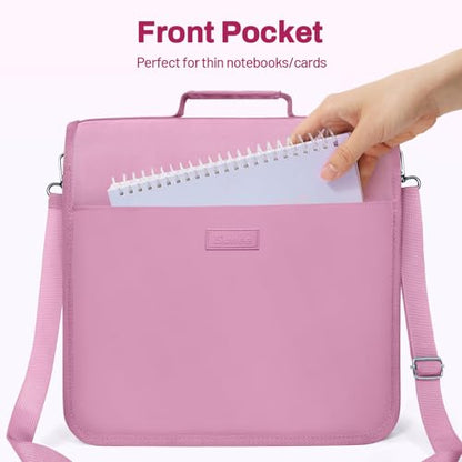 SUNEE Zipper Binder 3 Ring, 3 Inch O-Ring with Handle and Shoulder Strap, 600-Sheet Capacity, 5-Tab Expanding File Folder, Multi-Pockets for Middle School Organizer Binder with Zipper, Grape Purple - color: Grape Purple