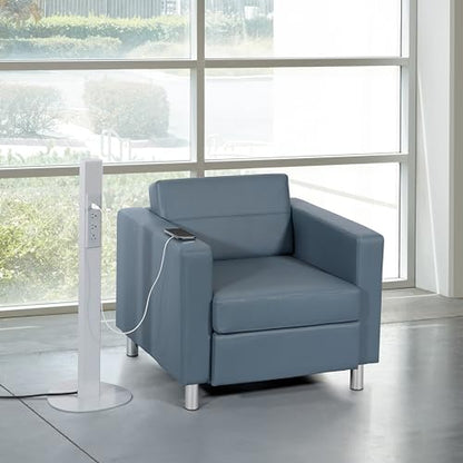 Office Star Power Anywhere Freestanding Station for USB Type-A and C, and 3 A/C Outlets, Silver