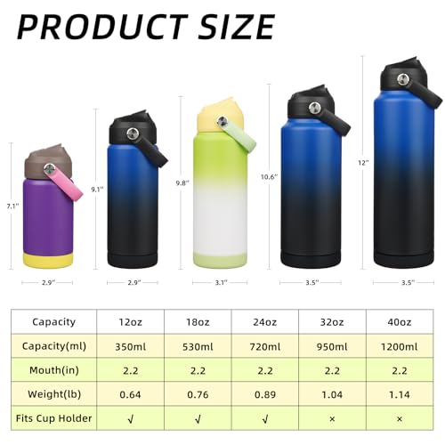 BJPKPK Insulated Water Bottle with Straw Lid, 12oz Thermo Water Bottles with Soft Nozzle, Flex Handle & Non-slip Boot, BPA Free Leak Proof Stainless Steel Metal Thermo, Tumblers, Cups,Violet - color: Violet, size: 12 Ounces