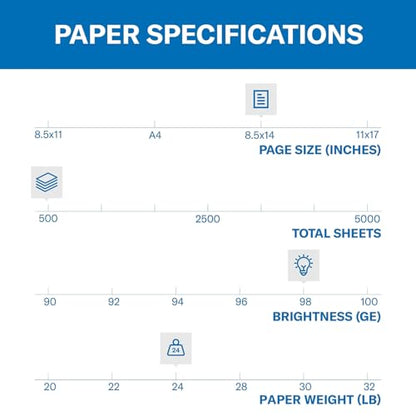 Hammermill Printer Paper, Premium Laser Print 24 lb, 8.5 x 14-1 Ream (500 Sheets) - 98 Bright, Made in the USA, 104612 - size: 1 Ream | 500 Sheets, style: Legal (8.5x14)