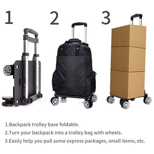 Backpack Trolley Wheeled Cart-Backpack Hand Truck with Luggage Strap,Aluminium Alloy Folding Trolley Cart for Bags Backpack Travel Luggage Cart - size: 4 Wheels with Standard Base