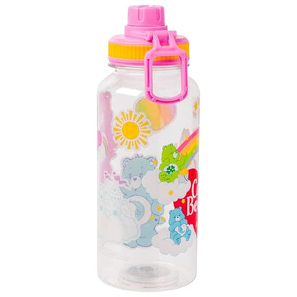 Silver Buffalo Care Bears Twist Spout, Plastic Water Bottle, 32oz | Includes Sticker Set, You Stick Yourself, 0.95 Liters - color: Care Bears Rainbow Heart