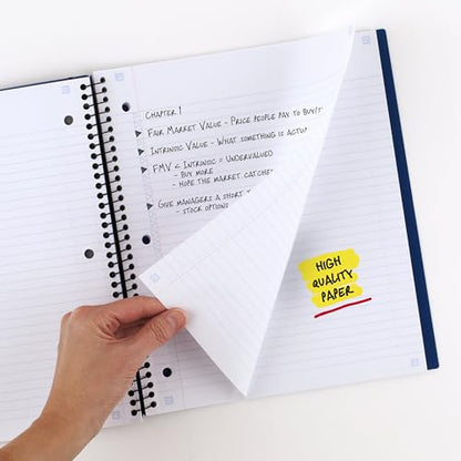 Five Star Advance Spiral Notebook + Study App, 3 Subject, College Ruled Paper, 8-1/2" x 11", 150 Sheets, Spiral Guard, Movable Tabbed Dividers, Pacific Blue (73138) (Pack of 6) - color: Pacific Blue, size: Pack of 6