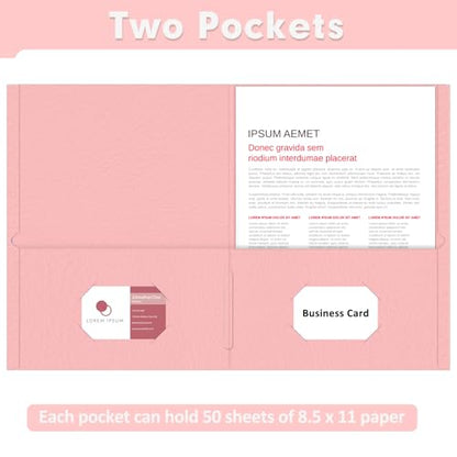 Two Pocket Folders, PANDRI 50 Pack 2 Pocket Folders, Letter Size Paper File Folder for School Office Home Business, Pink - color: Pink