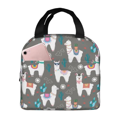 Llama Llama Lunch Bag Women Lunch Box for Women Mens Lunchbox for Work Office Picnic or Travel Cute Lunch Box Tote Bags for Gifts - color: 12