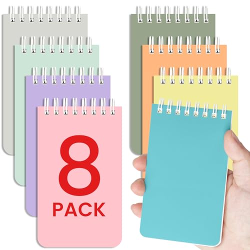 Taja Set of 8 Mini Pocket Notebook Top Spiral Nursing Notepads | Soft Harmony 3" x 5",Mini Little Spiral Notebook, Nursing Notepad, Perfect for Work, School, Office, Travel - color: A.Soft Harmony