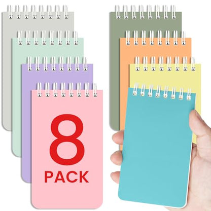 Taja Set of 8 Mini Pocket Notebook Top Spiral Nursing Notepads | Soft Harmony 3" x 5",Mini Little Spiral Notebook, Nursing Notepad, Perfect for Work, School, Office, Travel - color: A.Soft Harmony