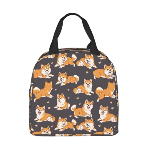 Shiba Inu Brown Lunch Box - Insulated Lunch Bags for Kids Boys Girls Reusable Lunch Tote Bags, Perfect for School/Camping/Hiking/Picnic/Beach/Travel - color: Brown