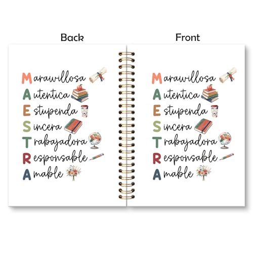 Teacher Spiral Notebook Journal, End of Year Best Teacher Gifts Journal for Notes Planning, Maestra for Notes Planning Gifts, Teachers Office Supplies, 5.5 X 8.3 Inch - color: Maestra