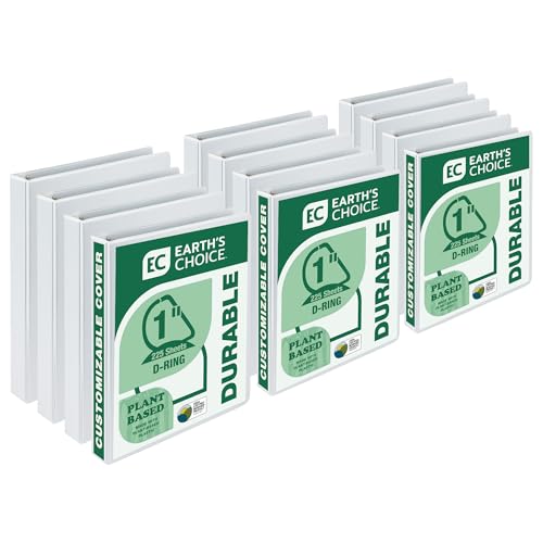 Samsill Plant-Based 1 Inch Durable Round Ring, View Binder, Eco-Friendly, USDA Certified Biobased, 12 Pack, White - color: White, size: 1-Inch, style: 12 Pack