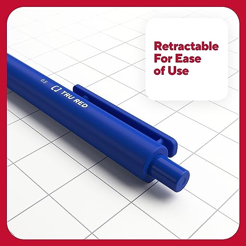 TRU RED Retractable Gel Pens, Fine Point 0.5mm, Blue Ink, 5 Pack – Quick‑Dry Pens for Precise, Smear‑Free Writing - color: Blue, size: 5 Pack, style: Fine Point