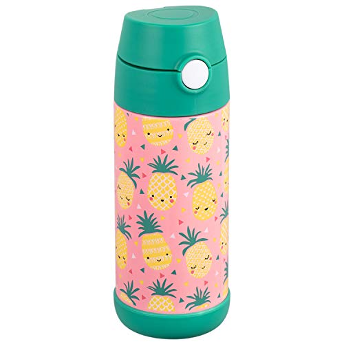 Snug Insulated Kids Water Bottle with Straw & Spout – Double-Wall Stainless Steel, Leakproof, Easy-Flip Lid – For School, Travel, Toddlers & Big Kids - Pineapples, 12oz - color: Pineapples, size: 11.8 Ounces
