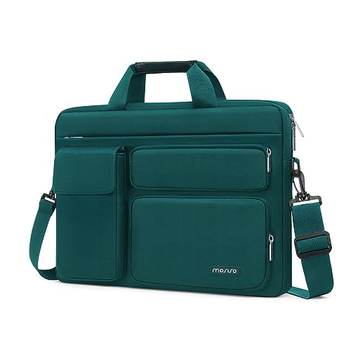 MOSISO Laptop Shoulder Bag 15.6 inch, 15-15.6 inch Computer Bag | Compatible with MacBook Pro 16 inch, HP, Dell, Lenovo with 2 Raised&1 Flapover&1 Horizontal Pocket&Handle&Belt, Teal Green - color: Teal Green, size: 16 inch