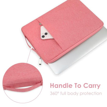 Laptop Sleeve Case for MacBook Air 13.6" & MacBook Pro 13.3" with Handle | WaterProof, with Accessory Pocket, Scratch-resistant,Soft Velvet Lining,Canvas Surfase,for Travel,Home,Office(Pink) - color: Pink