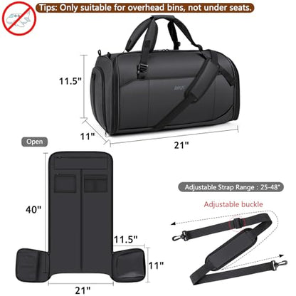 Convertible Garment Bags for Travel - Carry on Garment Duffle Bag with Backpack Straps for Men Women, 4 in 1 Large Travel Duffel Bags with Shoes Compartment Hanging Suit Dress Weekender Bag - color: A-Black