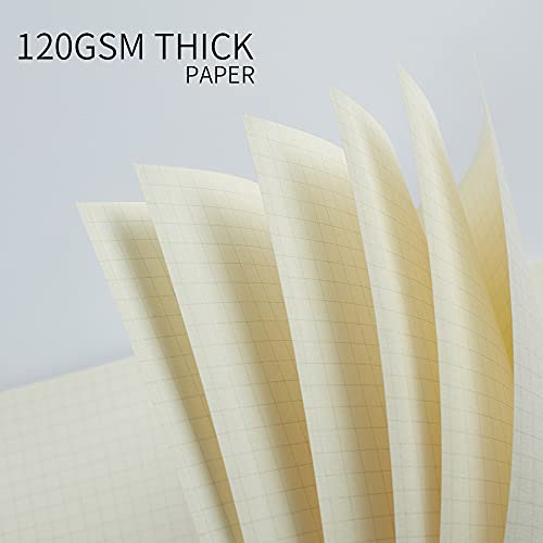 3 Pack A5 Spiral Graph Notebook with 120gsm Thick Paper, Grid Spiral Notebook with Plastic Hardcover and Elastic Band Closure, 80 Sheets Per Pack 5.7x 8.3 inches - size: A5
