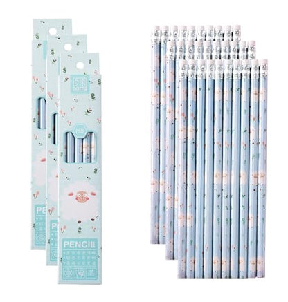 30pcs HB Art Drawing Pencils Bulk Cute Fun Novelty Wooden Writing Pencils with Erasers for Students Reward Teacher Classroom Office (Green) - color: Green